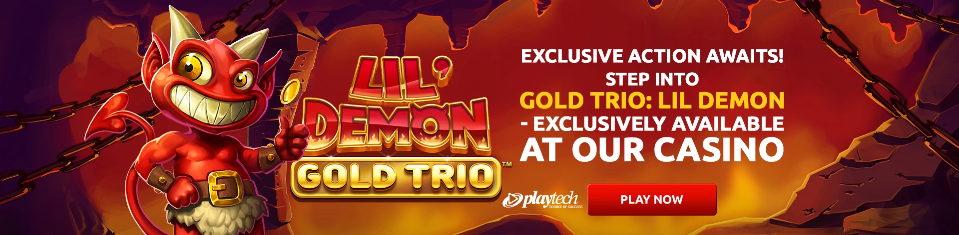 Lil' Demon Gold Trio - Exclusive Action Awaits! Step into Gold Trio: Lil Demon - exclusively available at our casino.