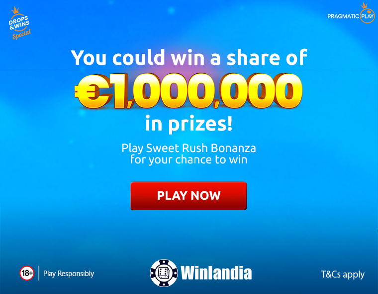 You could win a share of €1,000,000 in prizes! Play Sweet Rush Bonanza for your chance to win.