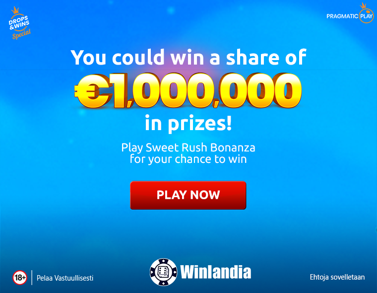 You could win a share of €1,000,000 in prizes! Play Sweet Rush Bonanza for your chance to win.