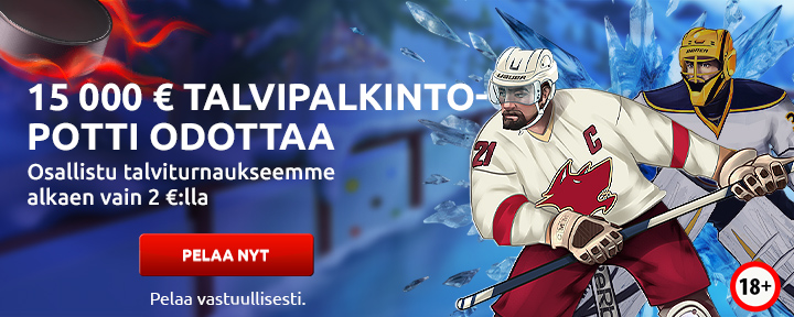 15 000 € talvipalkintopotti odottaa. Osallistu talviturnaukseemme alkaen vain 2 €:lla. Pelaa vastuullisesti.