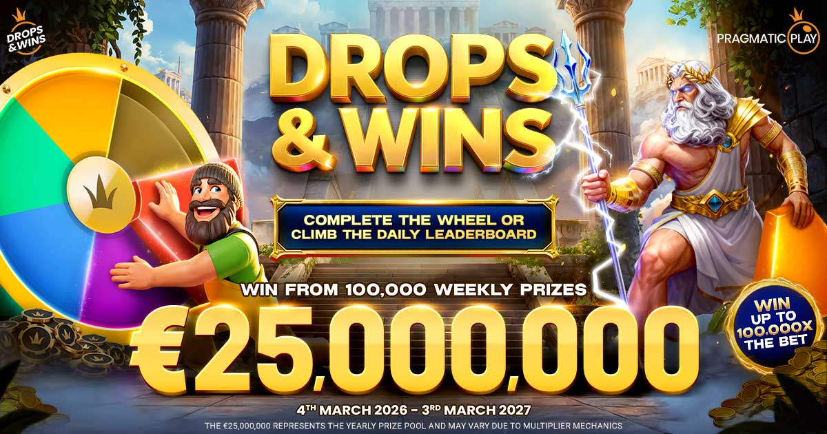 Drops & Wins: Complete the wheel or climb the daily leaderboard. Win from 100,000 weekly prizes. Win up to 100.000X the bet.
