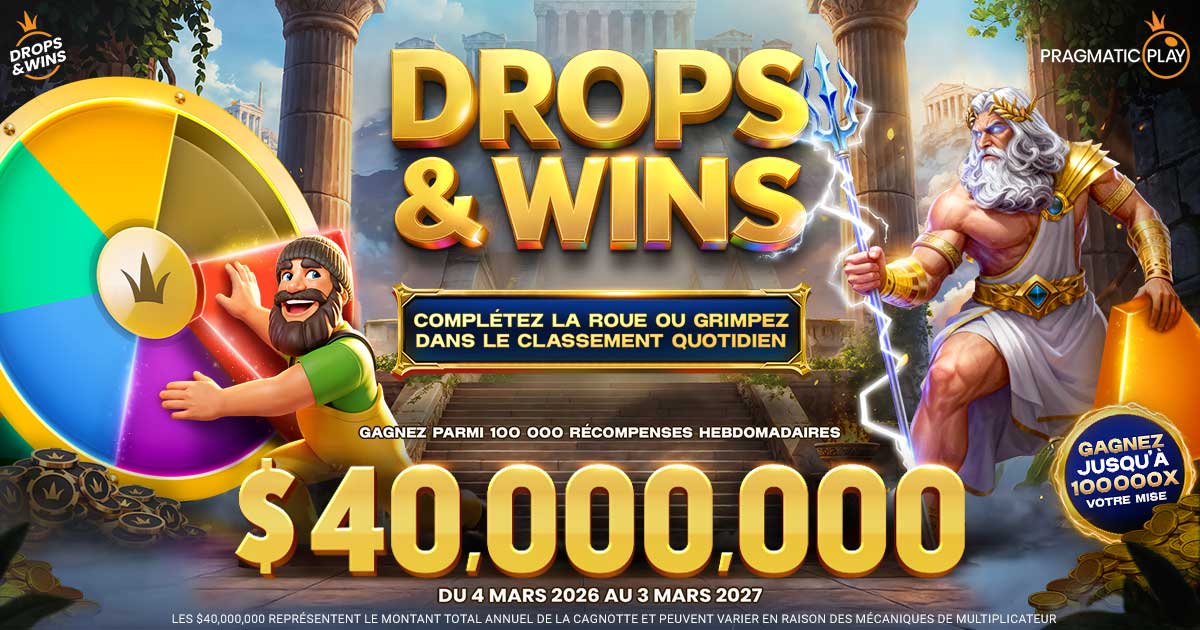 Drops & Wins: complétez la roue ou grimpez dans le classement quotitien; gagnez parmi 100 000 récompenses hebdomadaires