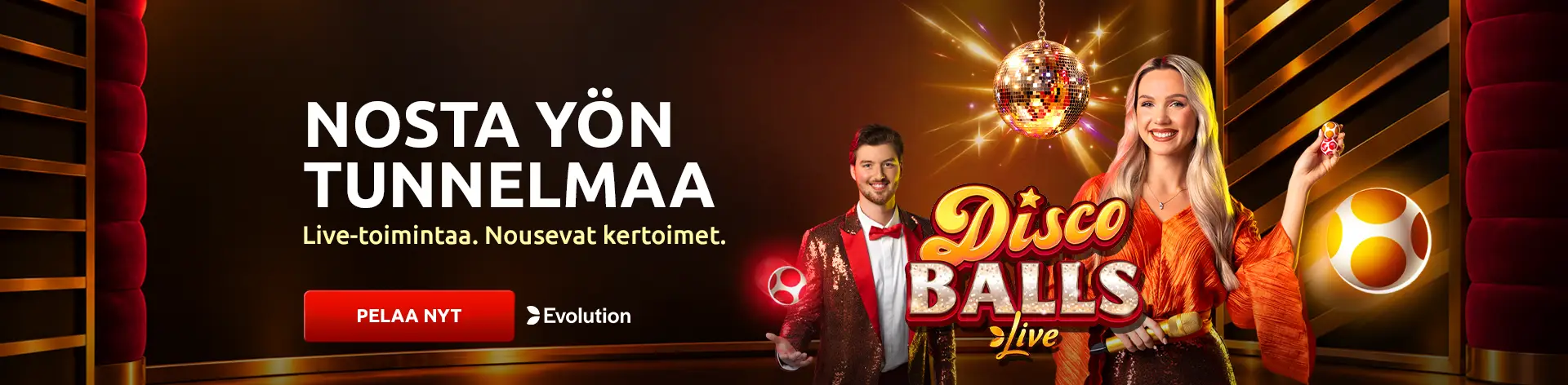 Pelaa nyt Nosta yön tunnelmaa. Live-toimintaa. Nousevat kertoimet.